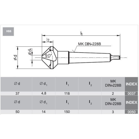 Pogł. stożkowy DIN-335-D 50 HSS MK3