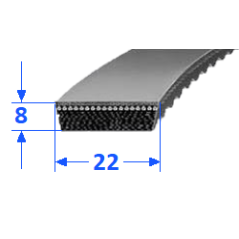 Pas szerokoprofilowy SVX 22x8 1400 OPTIBELT