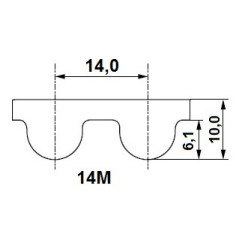 Pas zębaty 2100-14M-170 z150