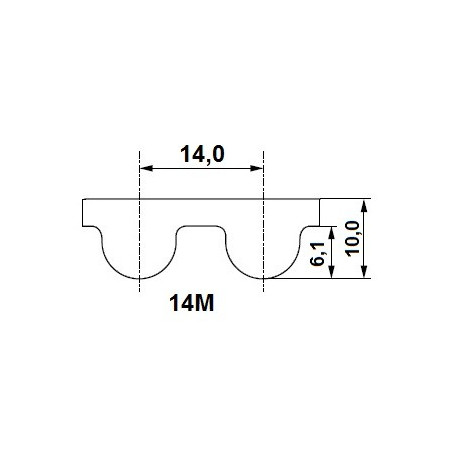 Pas zębaty 2100-14M-170 z150